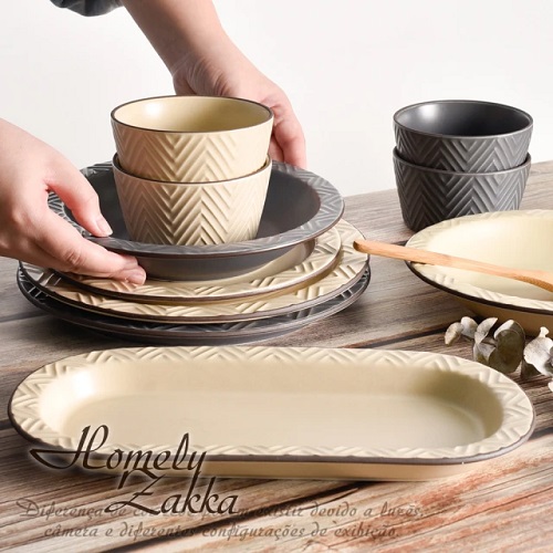 【Homely Zakka】北歐現代輕奢風幾何啞光釉陶瓷碗盤餐具