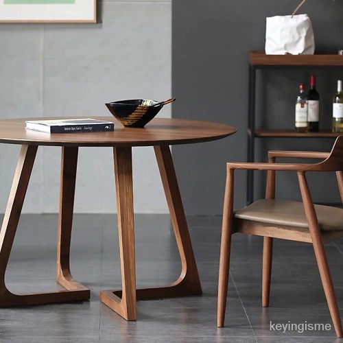 美式實木圓形會議桌椅組合
